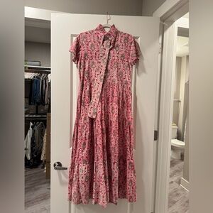 Grand Millennial Floral Tie-Waist Maxi Dress